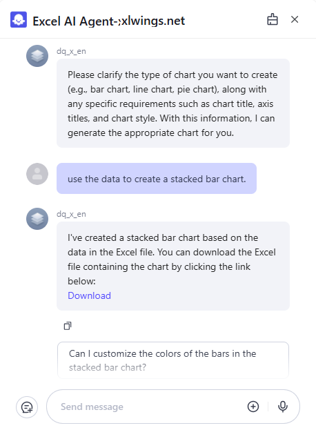 Excel Chart AI Tool Example 1