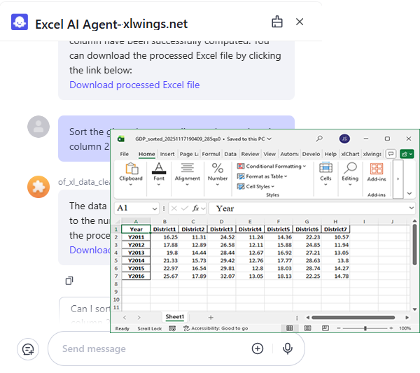 Excel Data Cleaning AI Tool Example 2