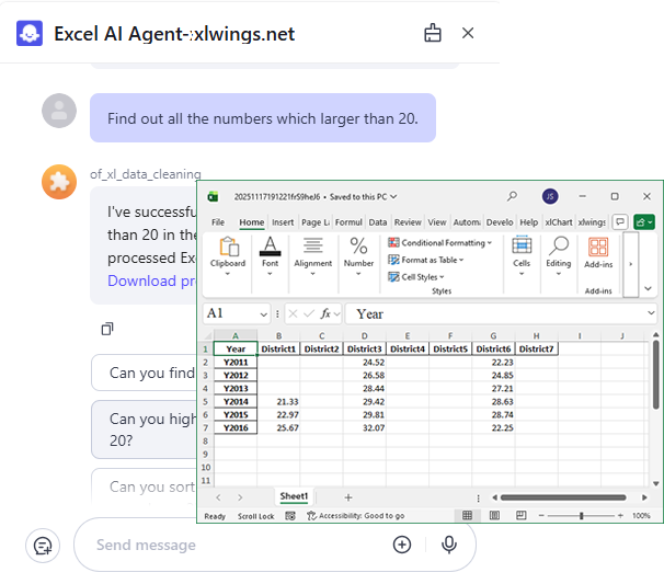 Excel Data Cleaning AI Tool Example 3