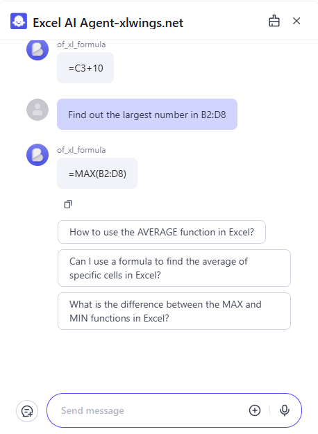 Excel Formula AI Tool Example 2