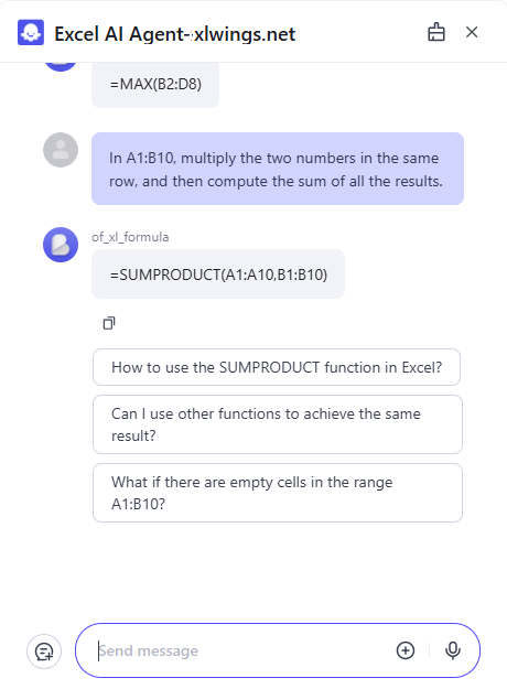 Excel Formula AI Tool Example 3