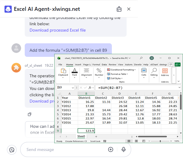 Excel Sheet AI Tool Example 1