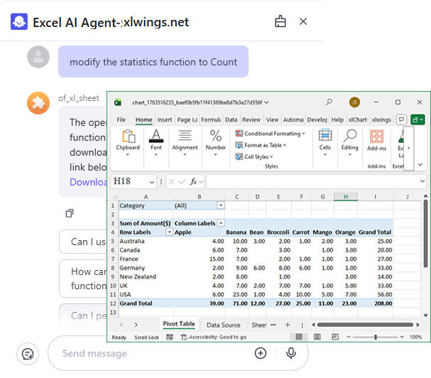 Excel Sheet AI Tool Example 2